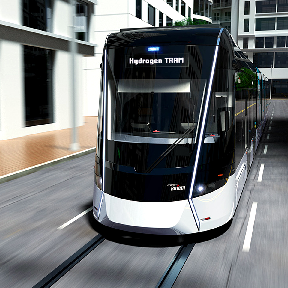 Hyundai Rotem's hydrogen electric tram runs through the city center