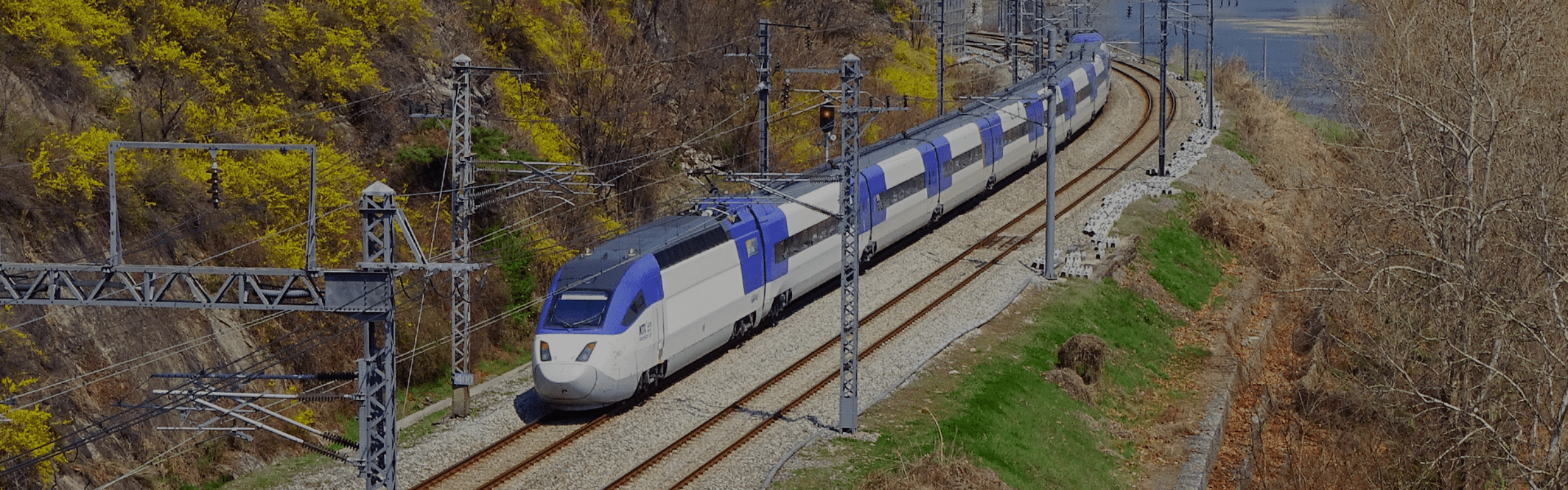 High-speed train KTX running on the railroad
