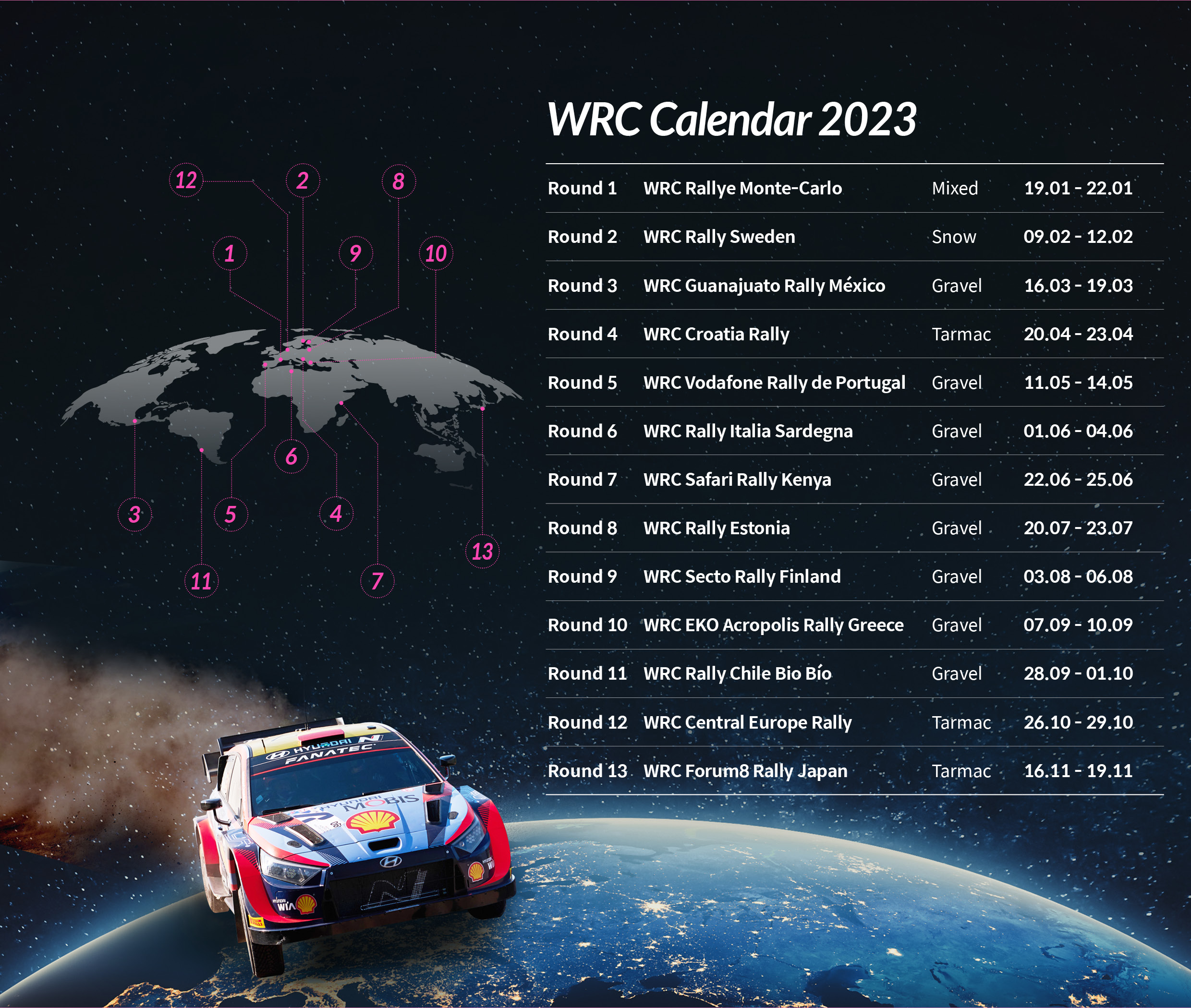2023 WRC calendar
