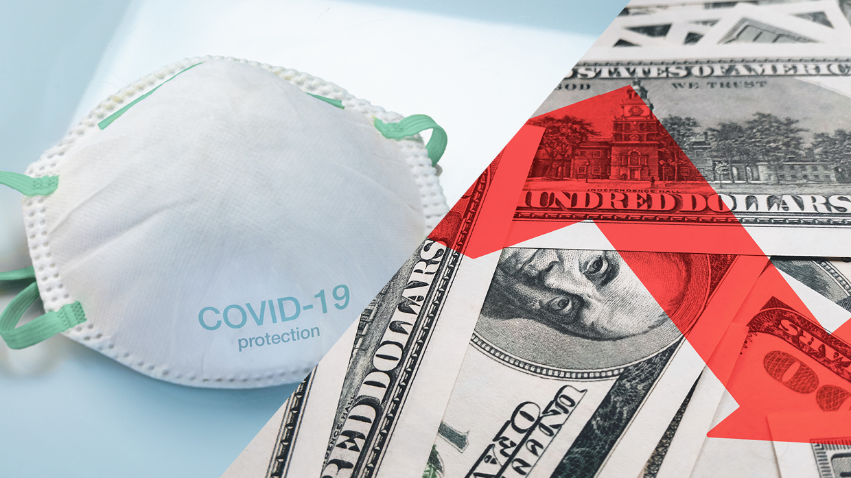 Photo symbolizing COVID-19 face masks and global economic recession