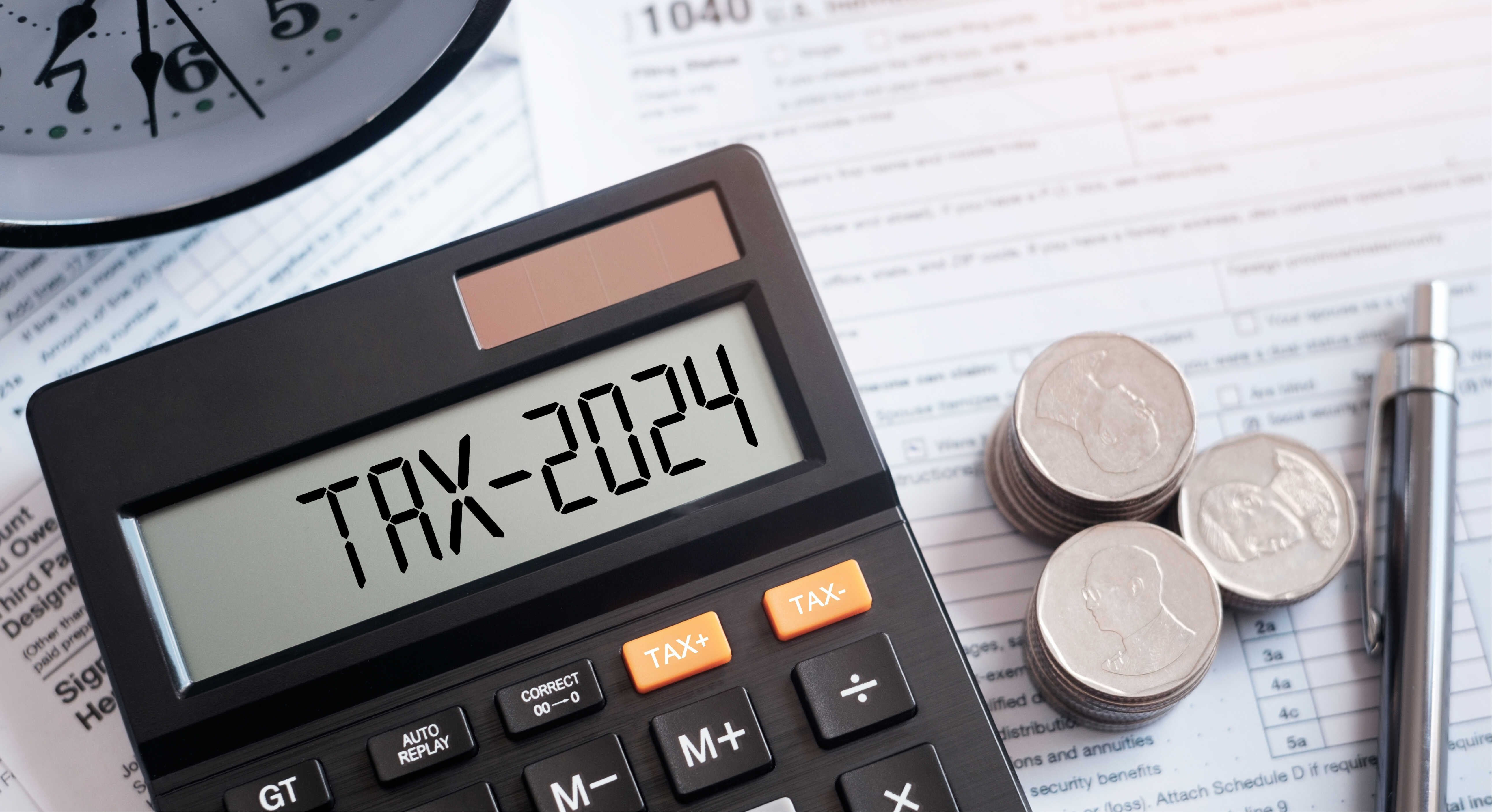 The appearance of a calculator and a coin