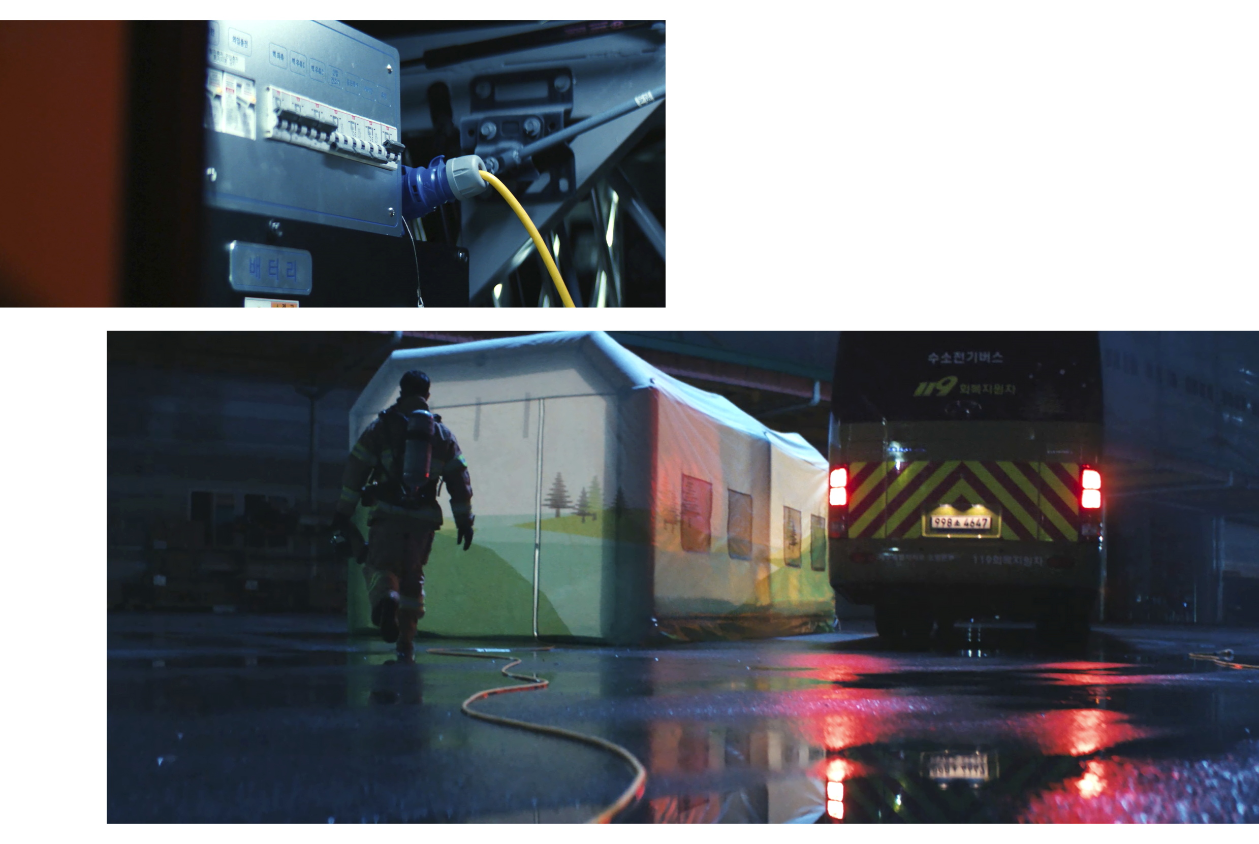 Power supply of hydrogen electric buses and air rest tents