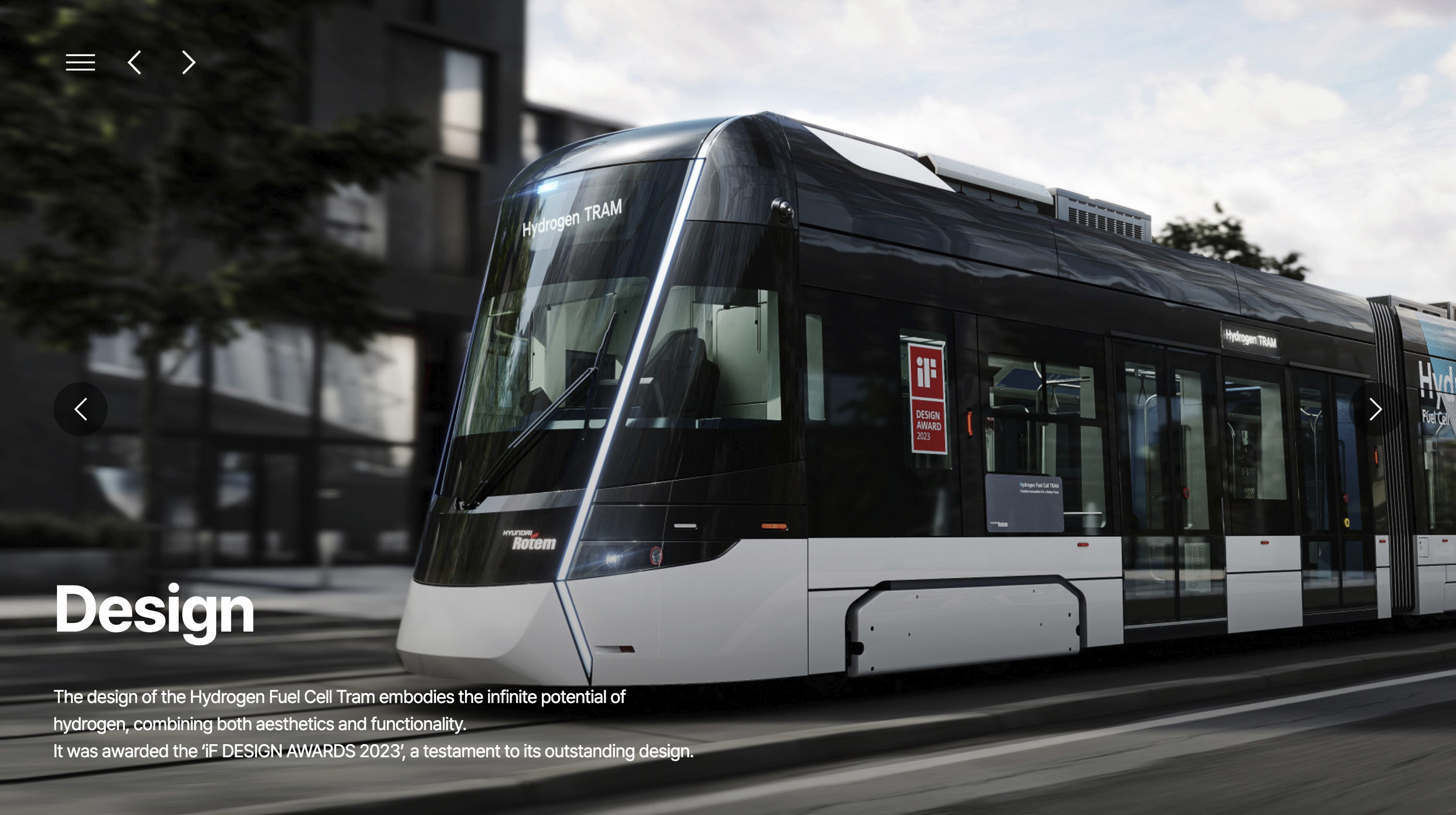 Design section of the Introduction page of the Hydrogen Electric Tram