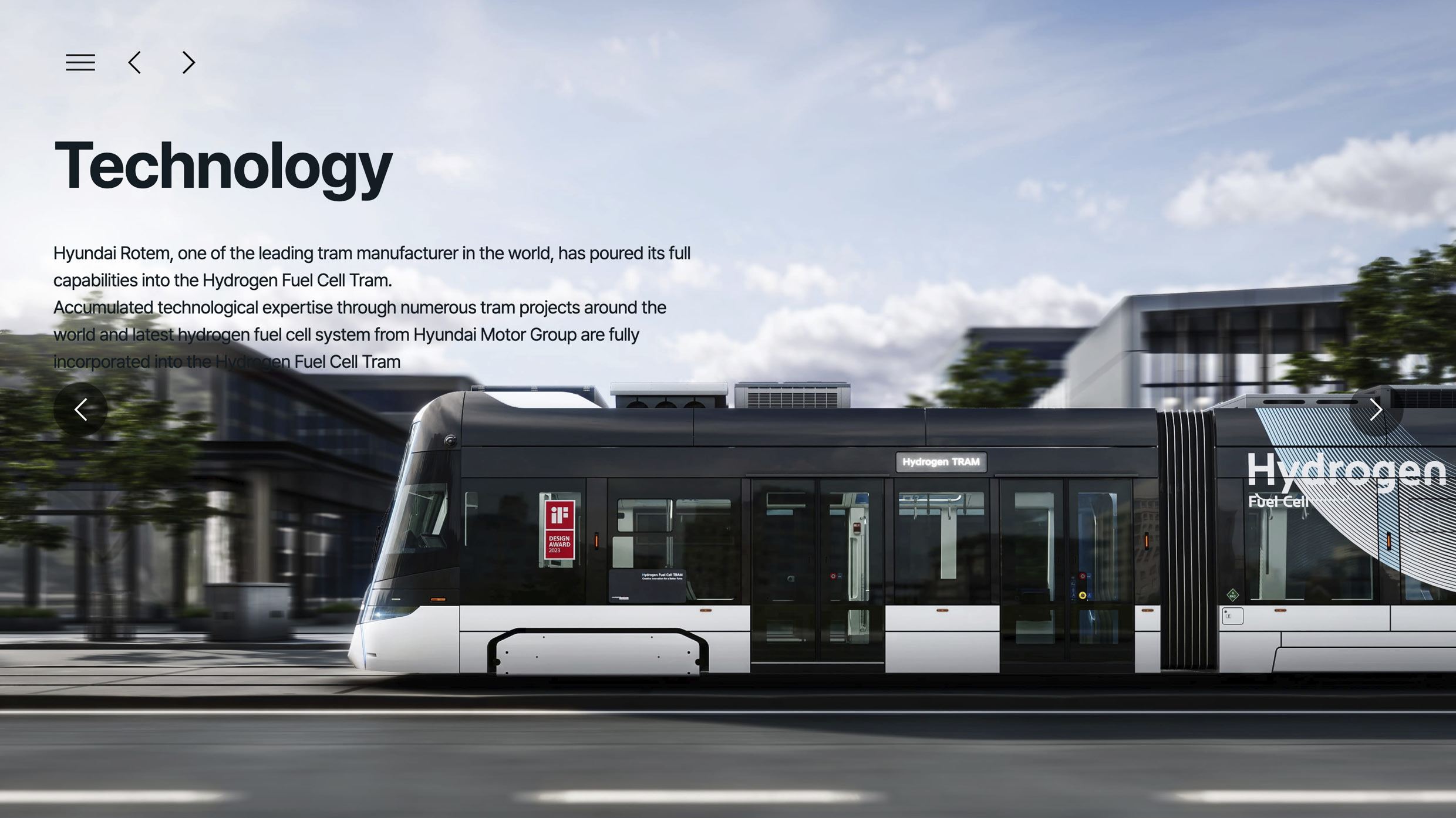 Technology Section of Hydrogen Fuel Cell Tram