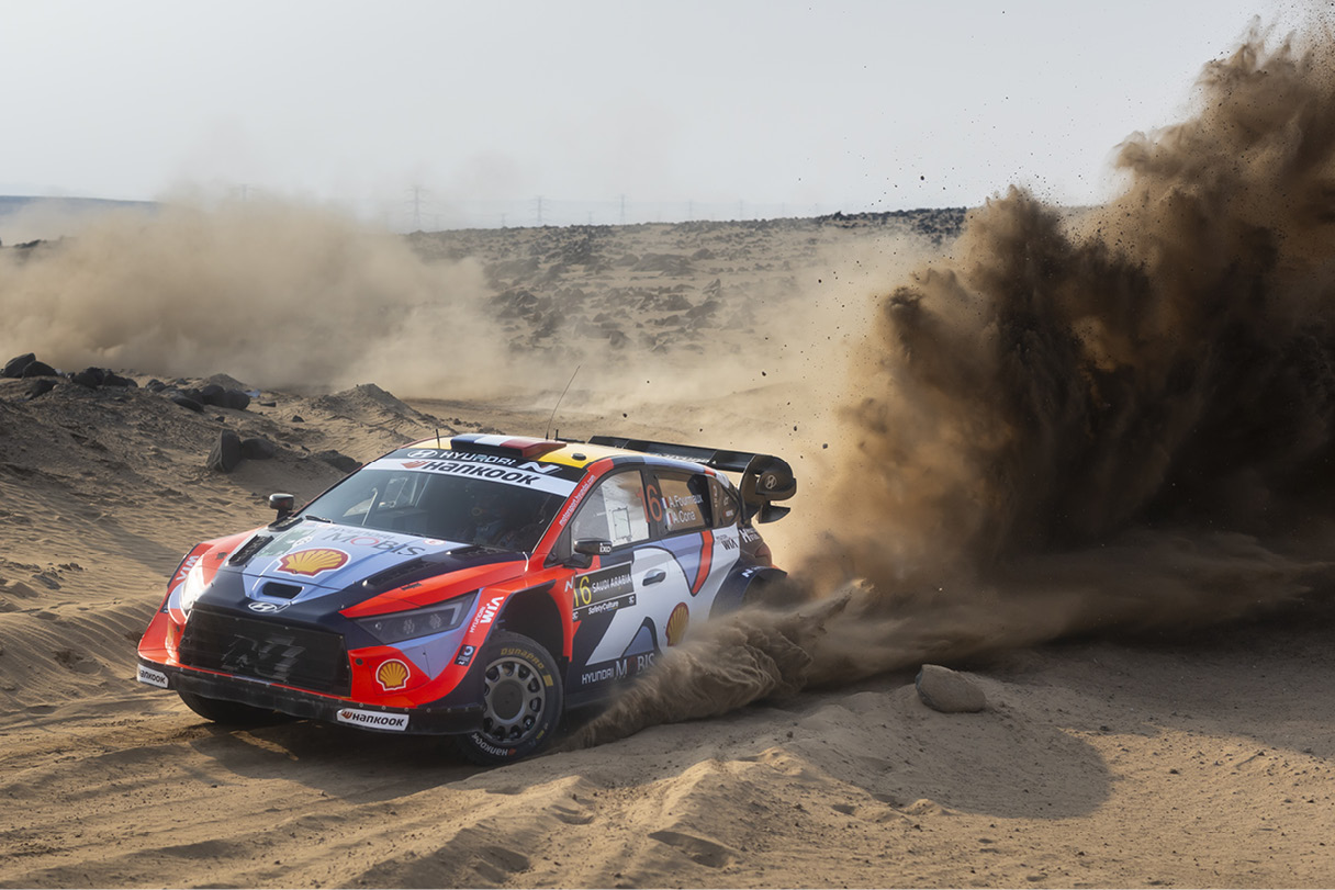 hyundai i20 rally 1 hybrid car is driving