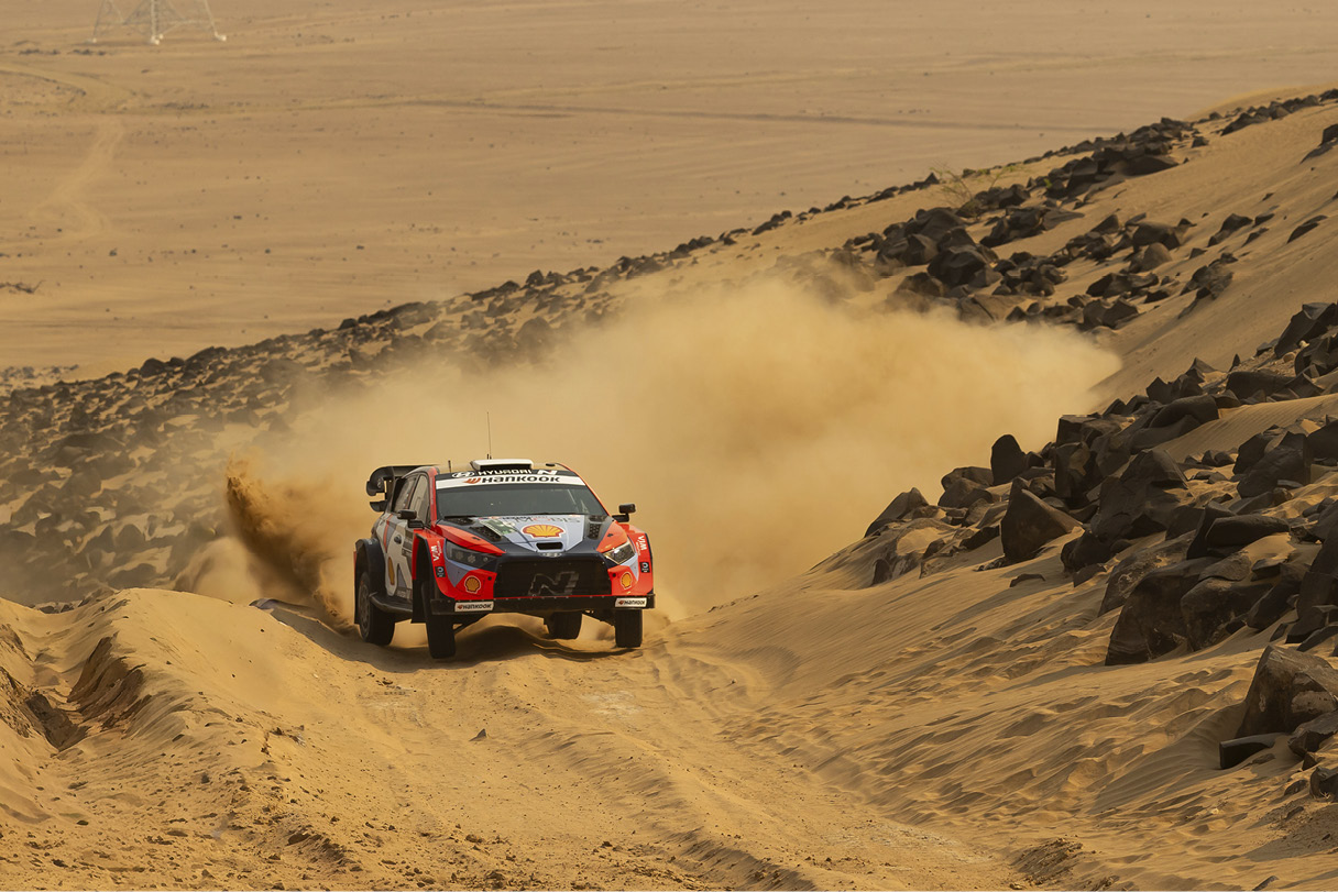 hyundai i20 rally 1 hybrid car is driving