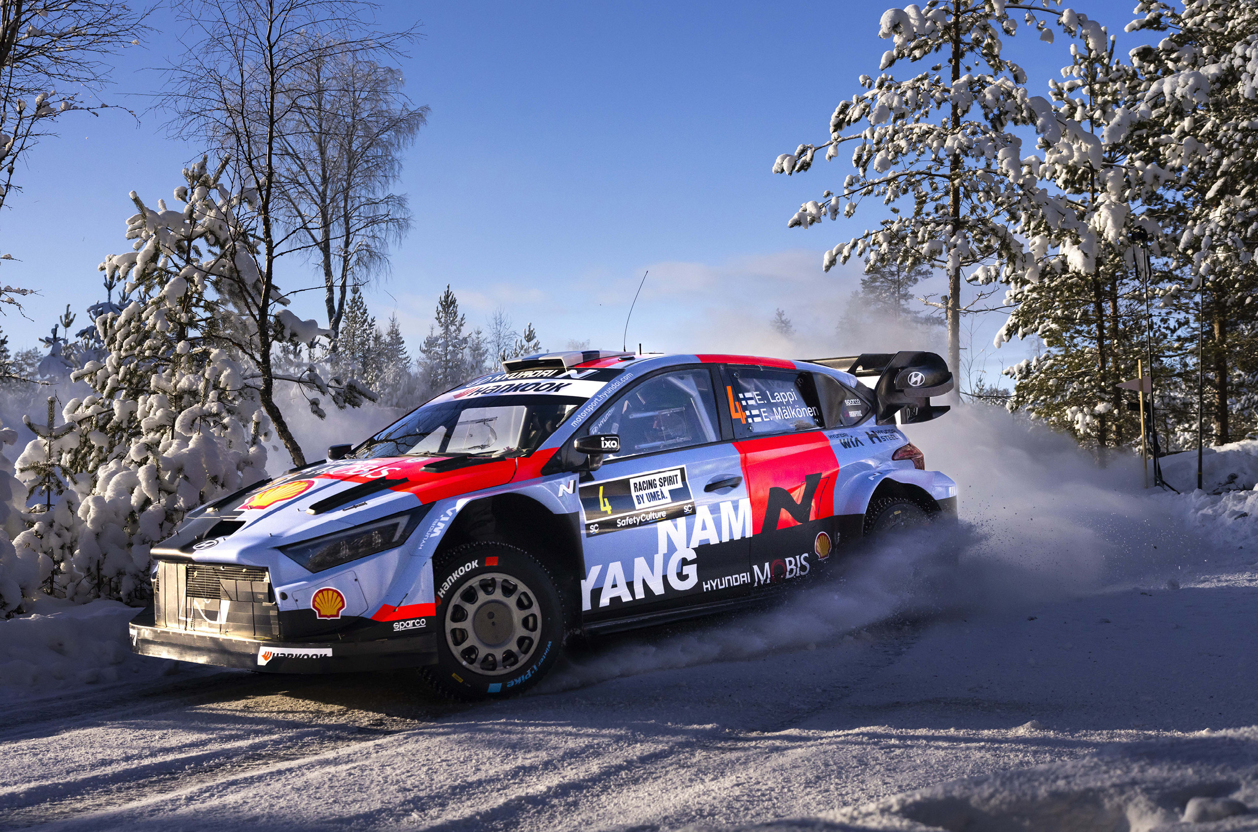 Hyundai i20N Rally1 Vehicle running Through the Snow