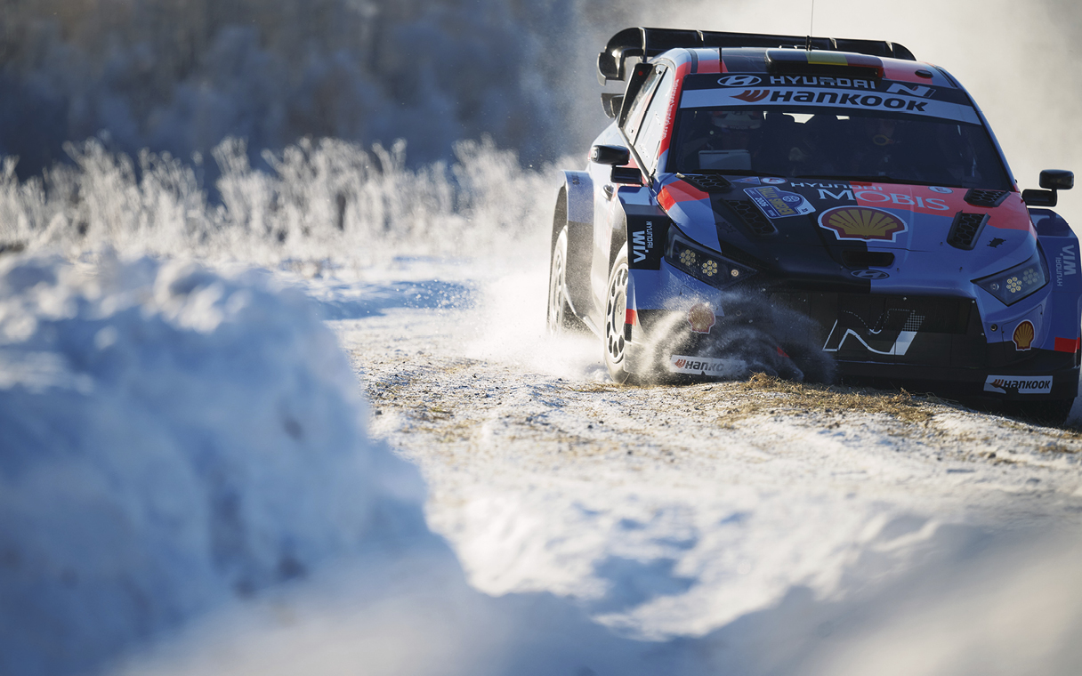 Hyundai i20N Rally1 Vehicle running Through the Snow