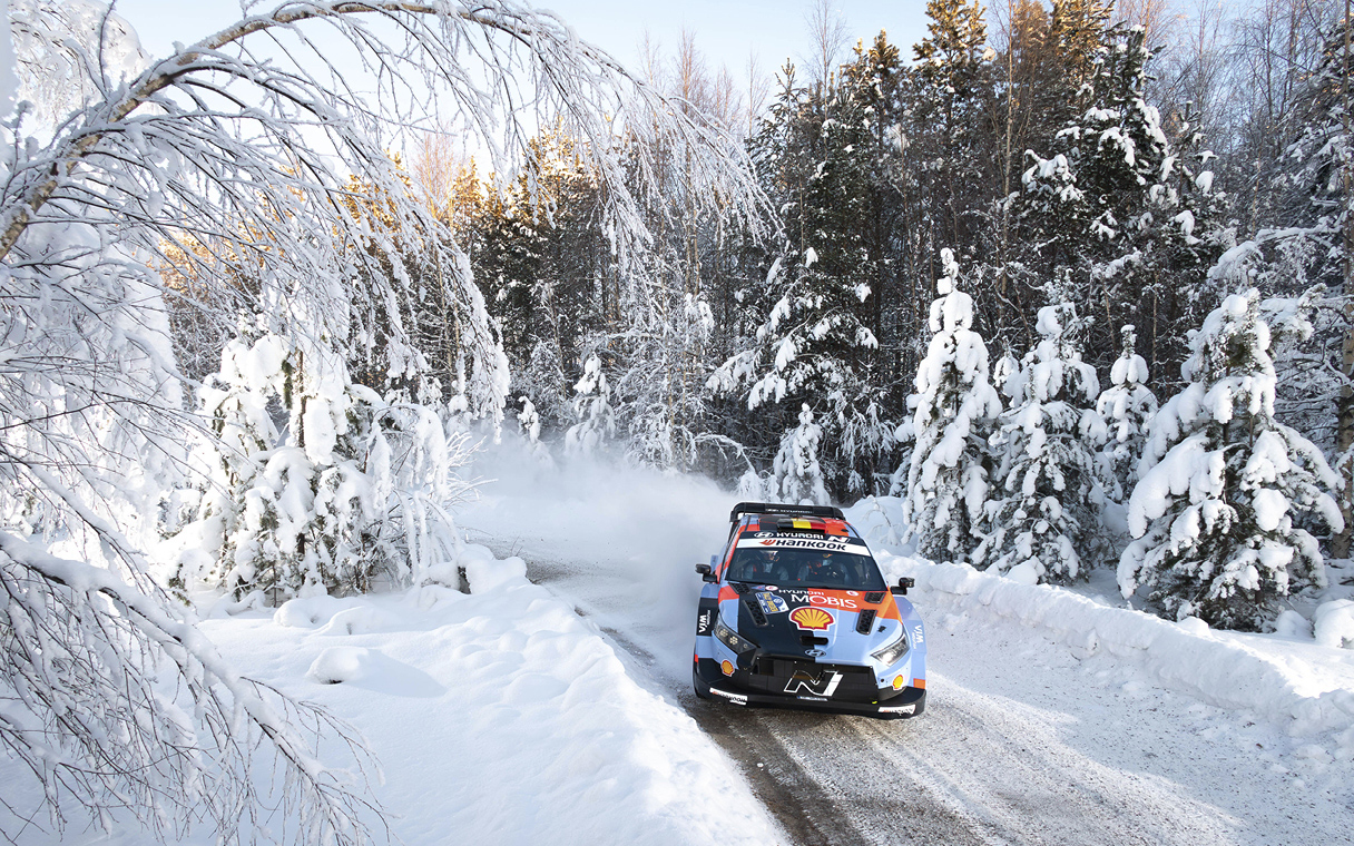 Hyundai i20N Rally1 Vehicle running Through the Snow
