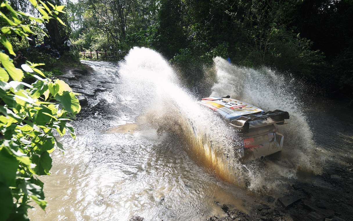 hyundai rally car running on a curved slope