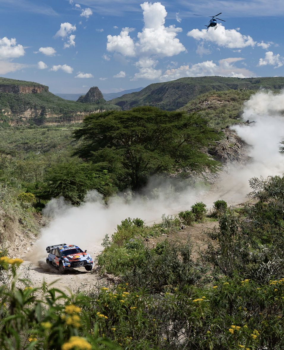 hyundai rally car running on a curved slope