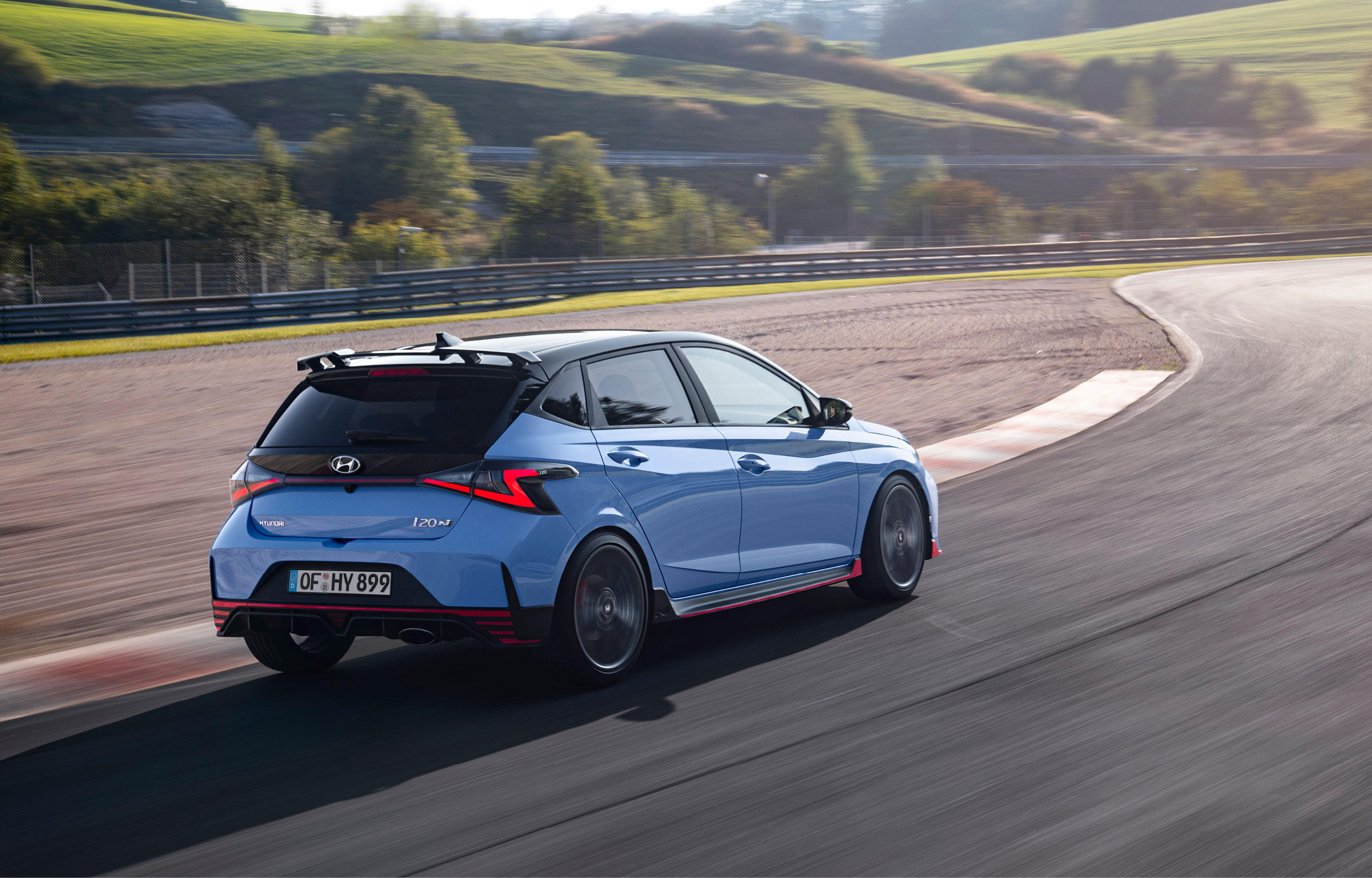 Hyundai I20 N is running on the road