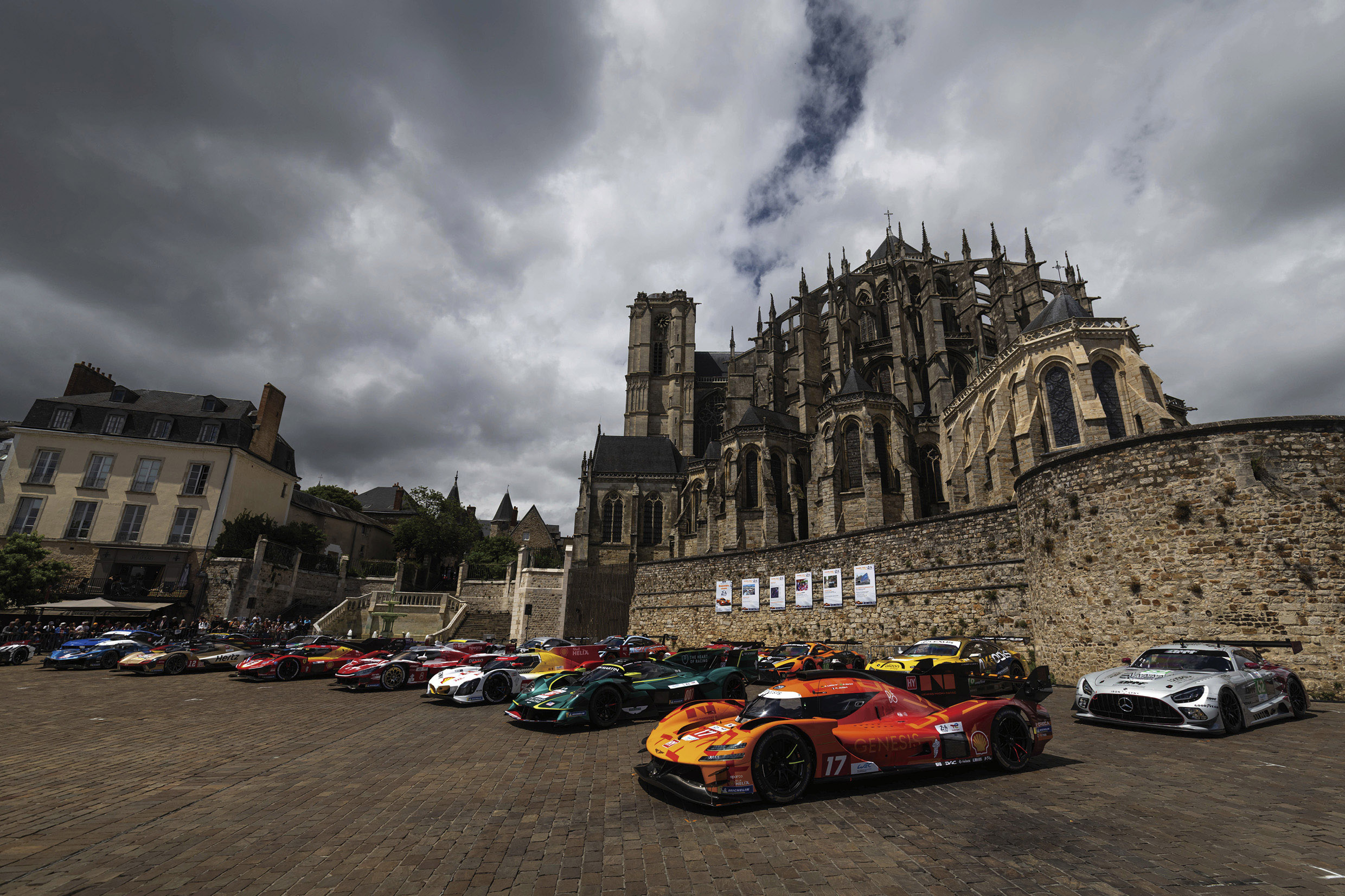 A scene of hypercars participating in the WEC lined up
