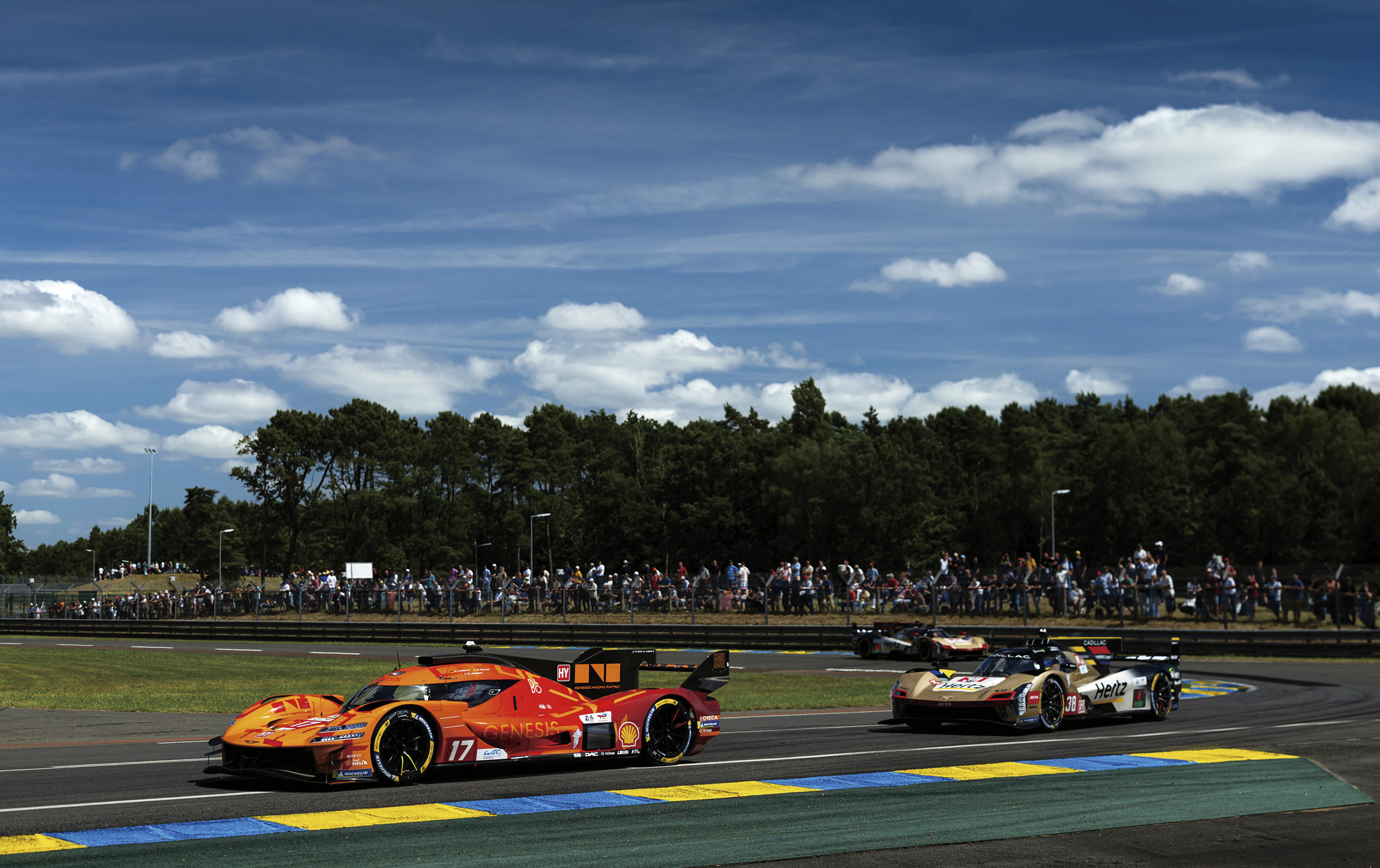 Genesis hypercars racing on the Circuit de la Sarthe
