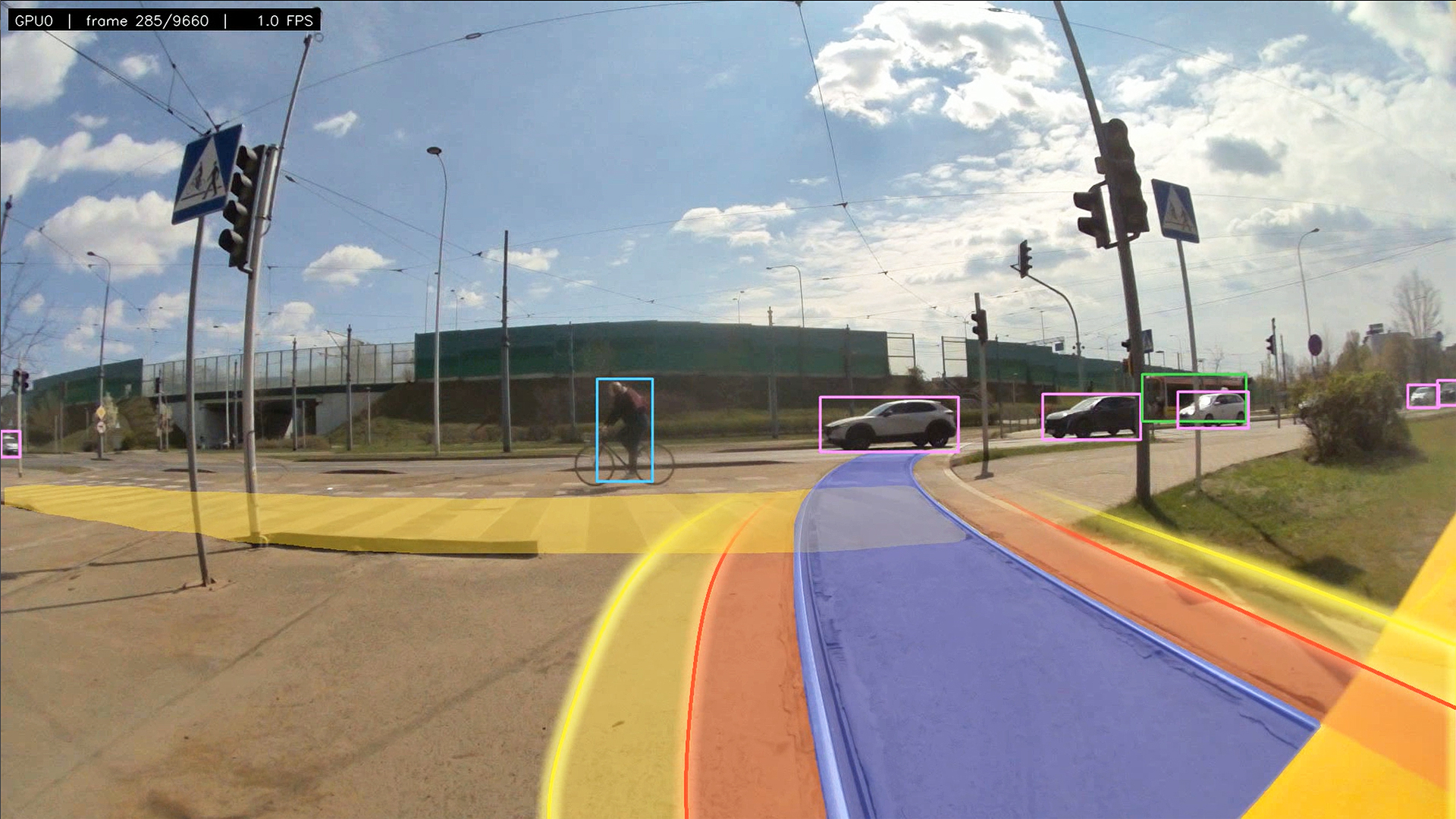 Real-world tram operating footage recorded in Warsaw, Poland, and used in the development of ADAS